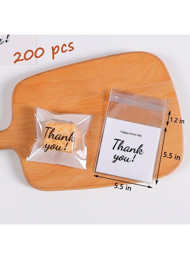 أوشيما 200PCS الذاتية اللاصقة شكرا لك أكياس الكعك، ختم ذاتي أكياس السيلوفان، حقيبة سيلوفان قابلة للغلق، أكياس علاج فردية للتغليف، الحزب المفضلة، الخبز البيع، الهدايا - Image 3