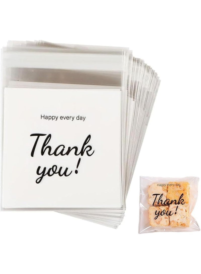 أوشيما 200PCS الذاتية اللاصقة شكرا لك أكياس الكعك، ختم ذاتي أكياس السيلوفان، حقيبة سيلوفان قابلة للغلق، أكياس علاج فردية للتغليف، الحزب المفضلة، الخبز البيع، الهدايا - Image 1