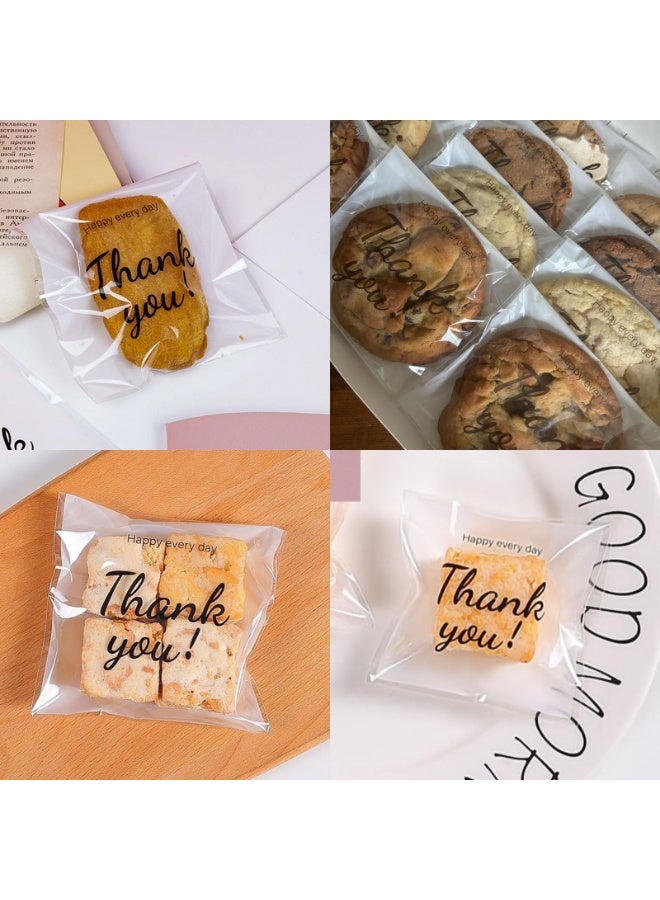 أوشيما 200PCS الذاتية اللاصقة شكرا لك أكياس الكعك، ختم ذاتي أكياس السيلوفان، حقيبة سيلوفان قابلة للغلق، أكياس علاج فردية للتغليف، الحزب المفضلة، الخبز البيع، الهدايا - Image 5