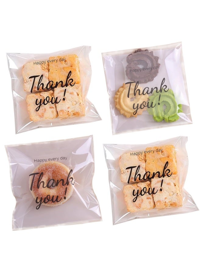 أوشيما 200PCS الذاتية اللاصقة شكرا لك أكياس الكعك، ختم ذاتي أكياس السيلوفان، حقيبة سيلوفان قابلة للغلق، أكياس علاج فردية للتغليف، الحزب المفضلة، الخبز البيع، الهدايا - Image 2