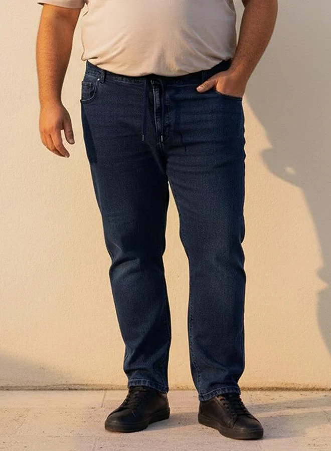 Maxim Maxim Plus Regular Fit Flexi Waist Drawstring Detail Jeans
