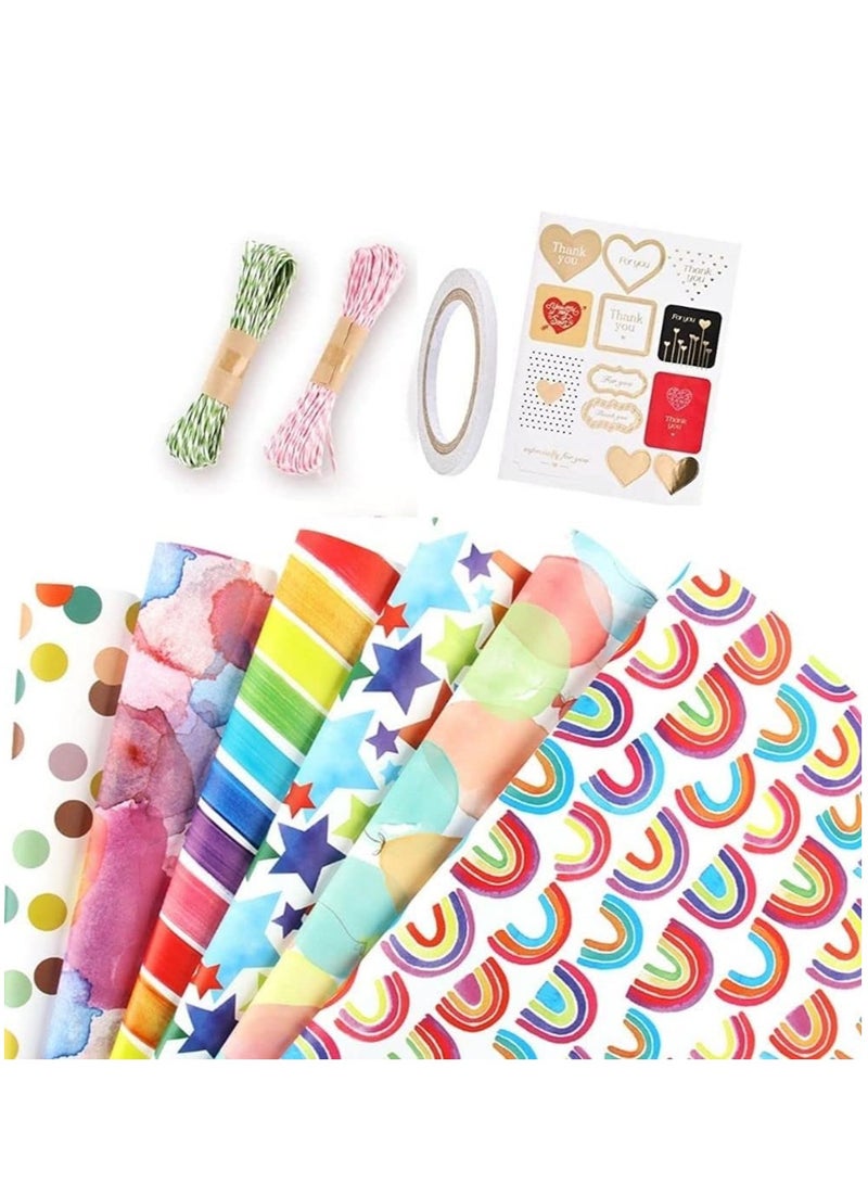 70x50cm Gift Wrapping Paper Sheets Set Included 6 Pack Gift Wrap Paper (Color) - Image 1