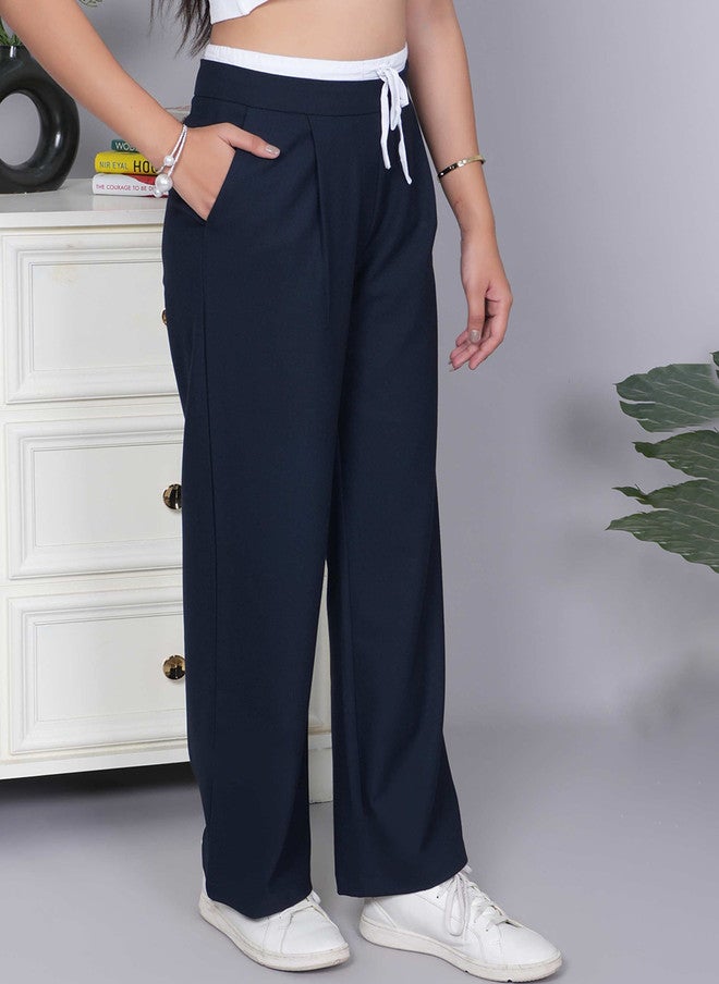 Mlada Store Mlada Women Relaxed Slim Fit High-Rise Cotton Regular Trousers - Image 2