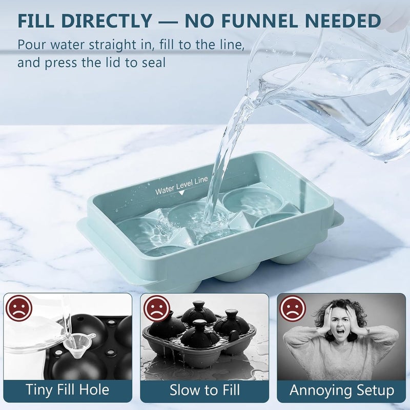 WIBIMEN Large Ice Cube Molds - 1.9 Inch Round Whiskey Ice Cube Trays (2 Pack) - Image 2