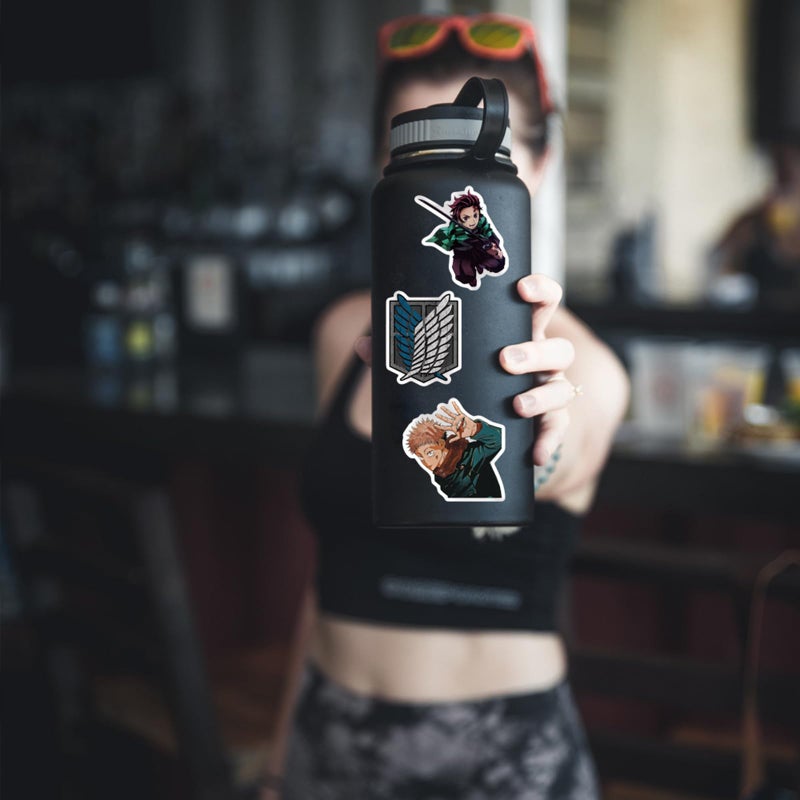 MINRAIN 100PCS Japanese Anime Mixed Funny Cartoon Waterproof Sticker for Water Bottles Cartoon Characters Stickers for Kids, Toddlers, Teens, Girls, Adults (Japanese Anime) - Image 2