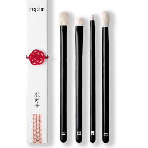 rephr The Core Eye Set 4 Handmade Japanese Makeup Brushes with Natural Goat Hair Essential Eye Brush Set for Blending Shading Crease Detail Handmade in Kumano Japan - Image 1