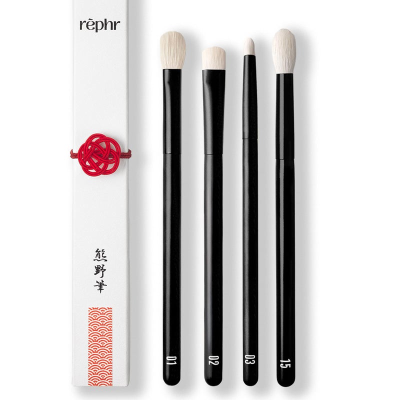 rephr The Core Eye Set 4 Handmade Japanese Makeup Brushes with Natural Goat Hair Essential Eye Brush Set for Blending Shading Crease Detail Handmade in Kumano Japan - Image 2