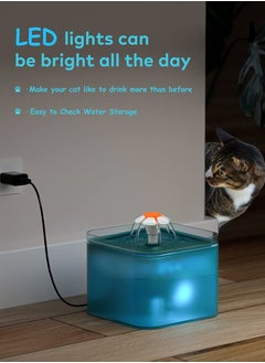 Kidle Cat Water Fountain Ultra Silent Cat Fountain 67oz/2L With LED Light Activated Carbon Filter Pet Water Fountain For Cats And Small Dogs 16*16*12.6cm  - Image 4
