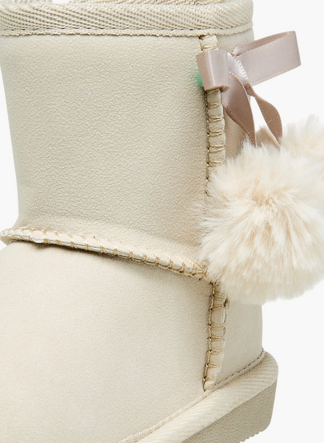 Flora Bella By Shoexpress Pom Pom Accent Ankle Boots with Zip Closure - Image 4