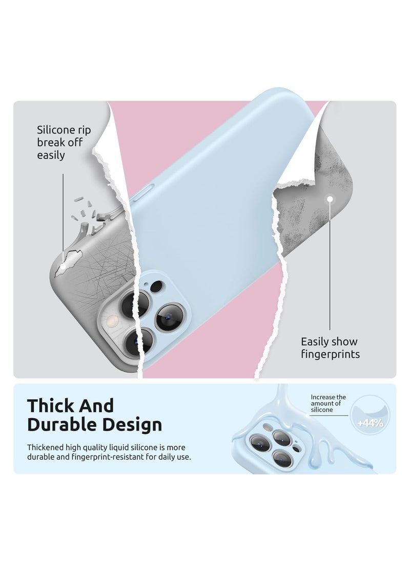 Raxoom Design for iPhone 15 Pro Max Case, Liquid Silicone [2 x Screen Protectors & 1 x Lanyard] Protection for Each Lens Shockproof Cover for iPhone 15 Pro Max 6.7 inch 2023, Cloud Blue - Image 2