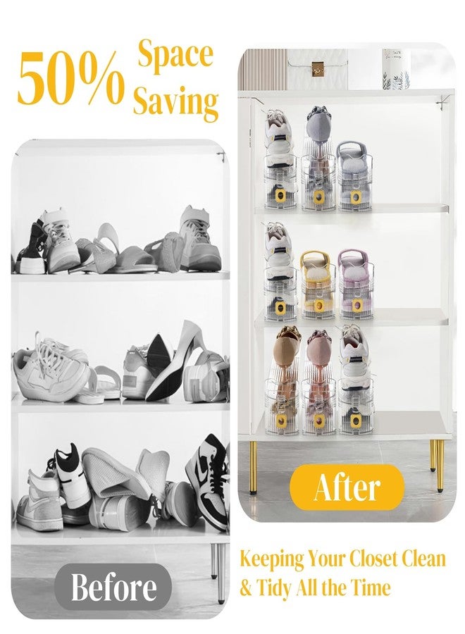 Eorbow 10 Pack Clear Shoe Slot Organizer, 11" Adjustable Shoes Stacker for Closet, Double Deck Display Shelf for a Pair of Shoes, Anti-slip Shoe Rack Holder Storage Space Saver - Image 3