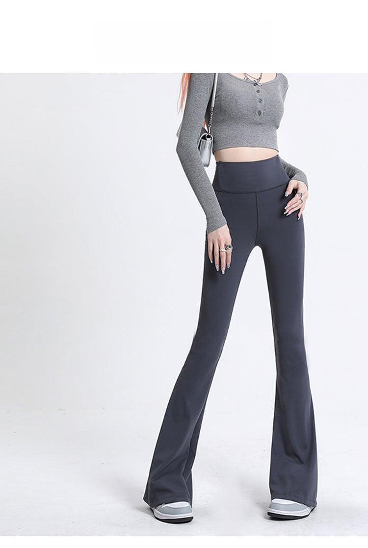 High Waist Slimming Flare Yoga Leggings Grey  - Image 1