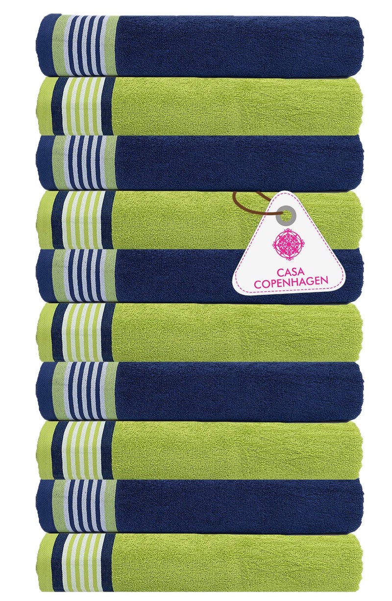 CASA COPENHAGEN Casa Copenhagen, Germany Design - He & She Super Soft Collection 100% Super Soft Cotton 10 Piece Face Towels Set (Size : 30 x 30 cm) - Spring Green & Iris Blue  - Image 1