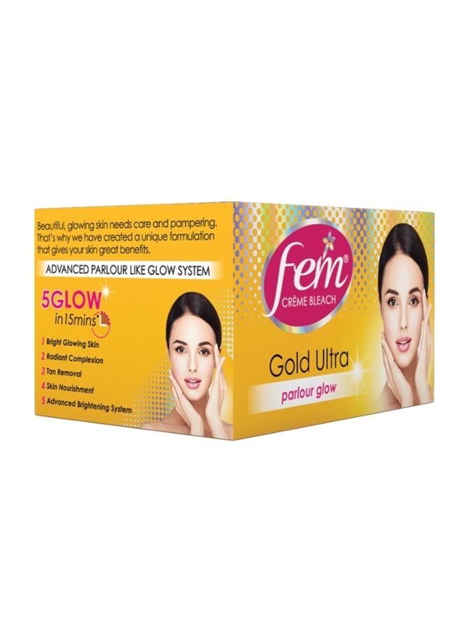 Fem Fairness (Gold Ultra) Crème Bleach - 30g | Advanced Parlour Like Glow System | Removes Tan, Brightens Skin & Gives Radiant Complexion | For All Skin Types | No Added Ammonia - Image 4
