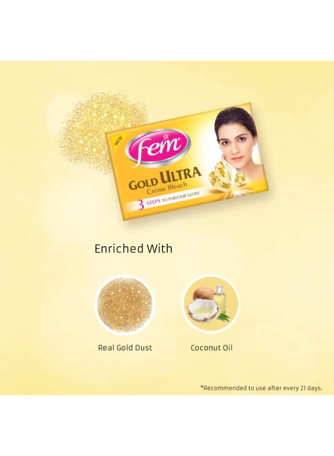Fem Fairness (Gold Ultra) Crème Bleach - 30g | Advanced Parlour Like Glow System | Removes Tan, Brightens Skin & Gives Radiant Complexion | For All Skin Types | No Added Ammonia - Image 2
