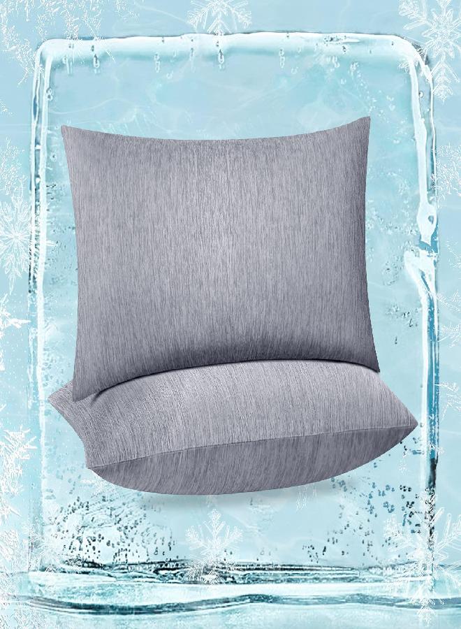 Fittia Fittia Cooling Pillow Cases 2 Pack, Standard Size Q-Max 0.45 Cooling Pillowcases for Night Sweats & Hot Sleepers, Breathable Cool Summer Pillow Covers with Hidden Zipper, Grey  - Image 3