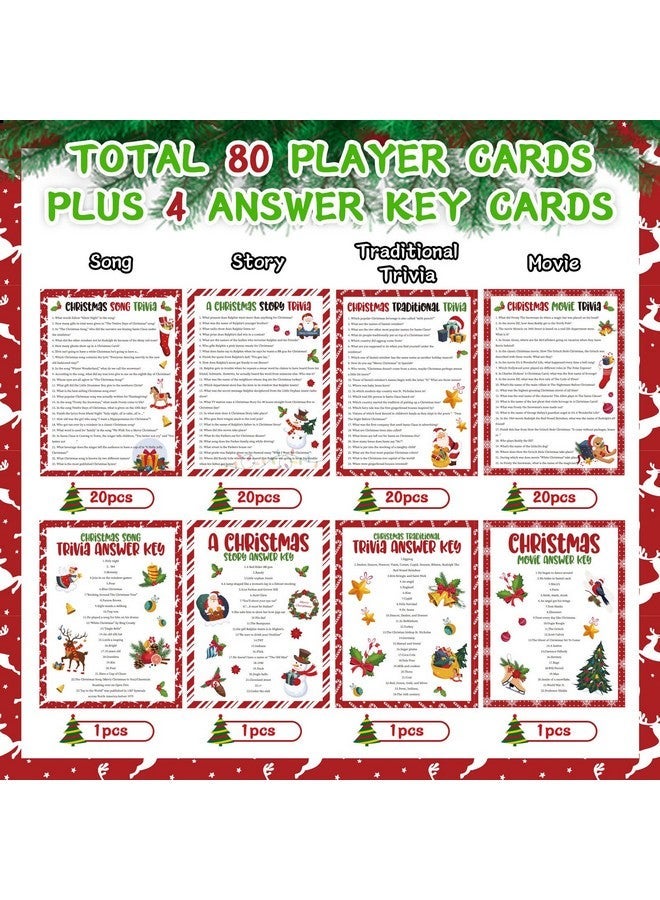 Whaline 84Pcs Christmas Trivia Games Question And Answer Party Game Paper Cards For Xmas Holiday Party Indoor Activity Family Friends, 4 Designs - Image 2