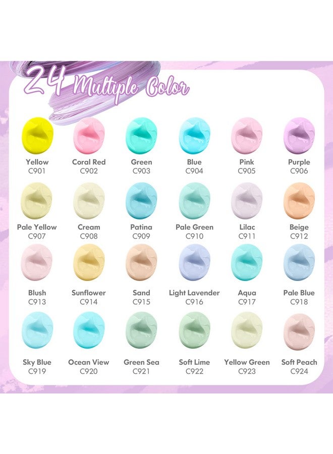 Caliart Pastel Acrylic Paint Set With 12 Brushes 24 Pastel Colors (59Ml 2Oz) Art Craft Paint For Artists Students Kids Beginners Halloween Decorations Canvas Ceramic Wood Rock Painting Supplies Kit - Image 3