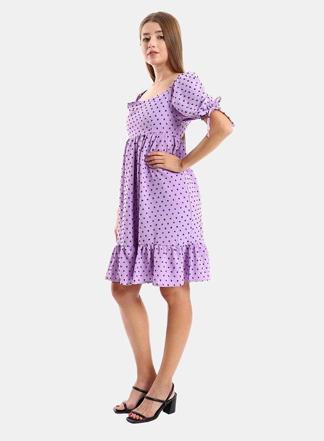 kady Jamila Women Self Stitched Square Collar Tiered Tunic ,purple-XXL - Image 2