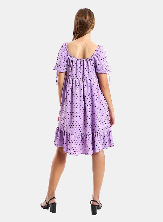 kady Jamila Women Self Stitched Square Collar Tiered Tunic ,purple-XXL - Image 3