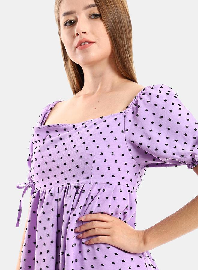 kady Jamila Women Self Stitched Square Collar Tiered Tunic ,purple-XXL - Image 4