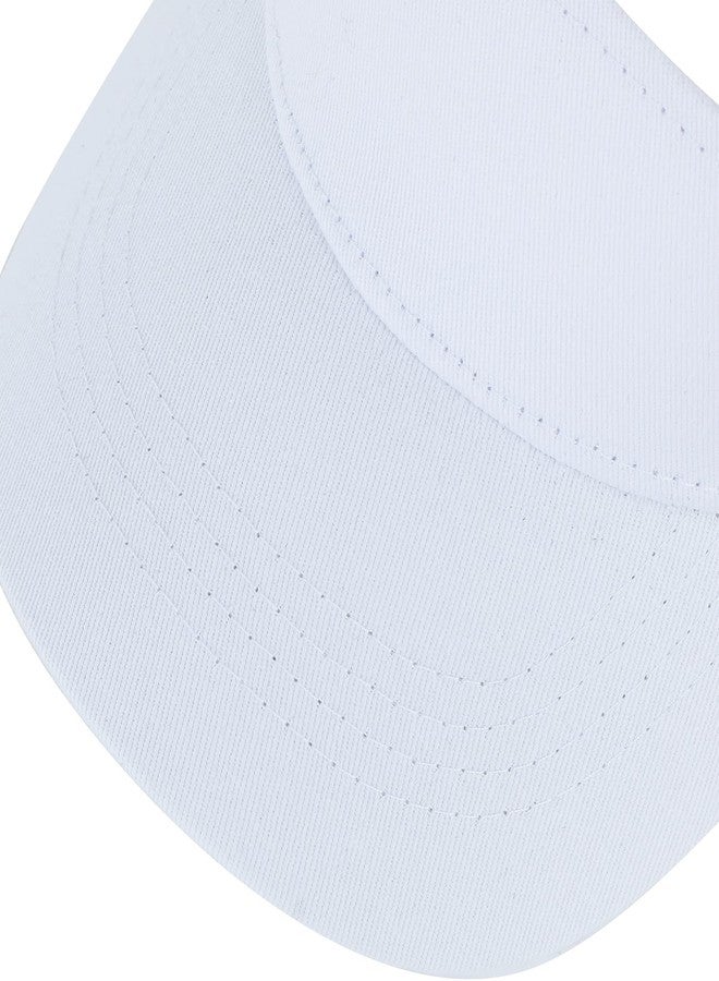 Komorebi Kids Girls Visor Athletic Sun Hat for Boys Adjustable Golf Visor Hat Youth Outdoor Sport Hat Cotton Tennis Hat 02 White 6-12 Years - Image 3
