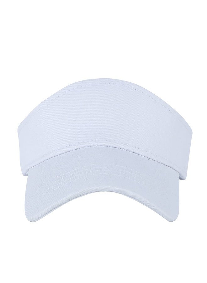 Komorebi Kids Girls Visor Athletic Sun Hat for Boys Adjustable Golf Visor Hat Youth Outdoor Sport Hat Cotton Tennis Hat 02 White 6-12 Years - Image 2