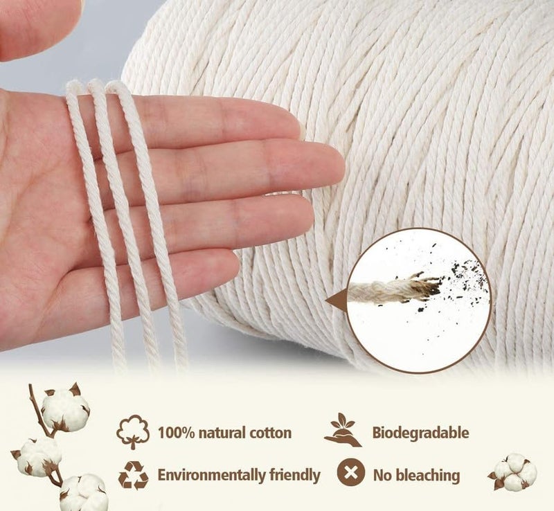 LUCRE 3 Ply Twisted Compatible for Macrame Cotton Cord Dori Roll Packaging Thread for Cotton Cord DIY and Other Projects 3mm 200 Mtr M No 9 - Image 3