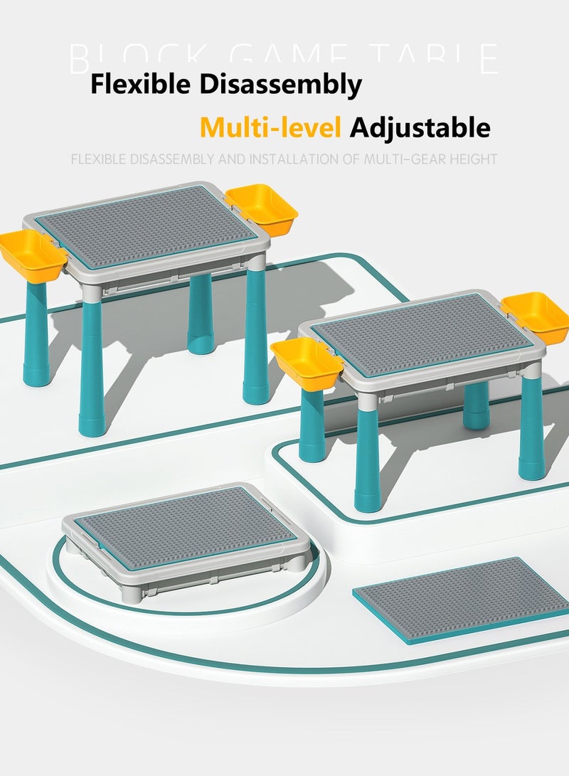 شو وو طاولة دراسة تعليمية متعددة الوظائف للأطفال ، لوحة رسم وتخزين بناء النشاط مع كرسي ، 100 كتلة - Image 5