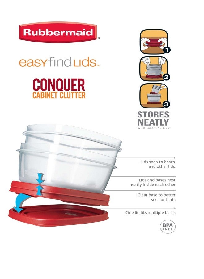 Rubbermaid Easy Find Lids Food Storage Container, 1.25 Cup, Racer Red - Image 4