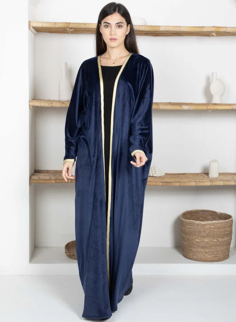 أم سكوير فاشن Velvet Abaya with Golden lace