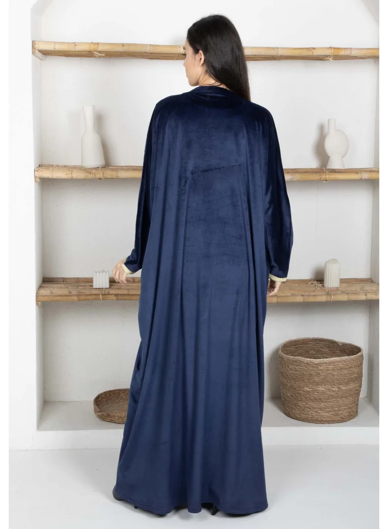 MSquare Fashion Velvet Abaya with Golden lace