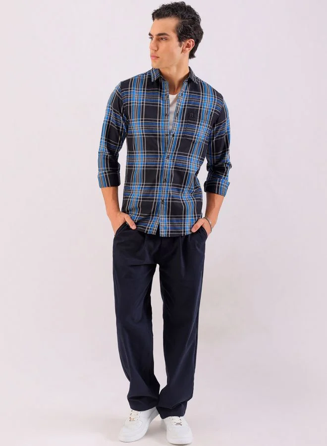 ذا انديان كراج كو Men Regular Fit Checkered Full Sleeves Cutaway Collar Casual Shirt