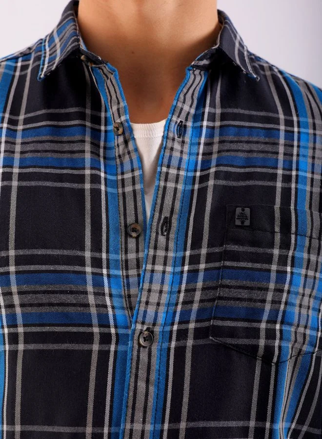 ذا انديان كراج كو Men Regular Fit Checkered Full Sleeves Cutaway Collar Casual Shirt