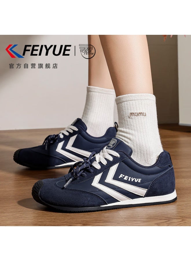 Feiyue Official Women's Sneakers Spring New Casual Thick-soled Sports Shoes Dark Blue Size 35