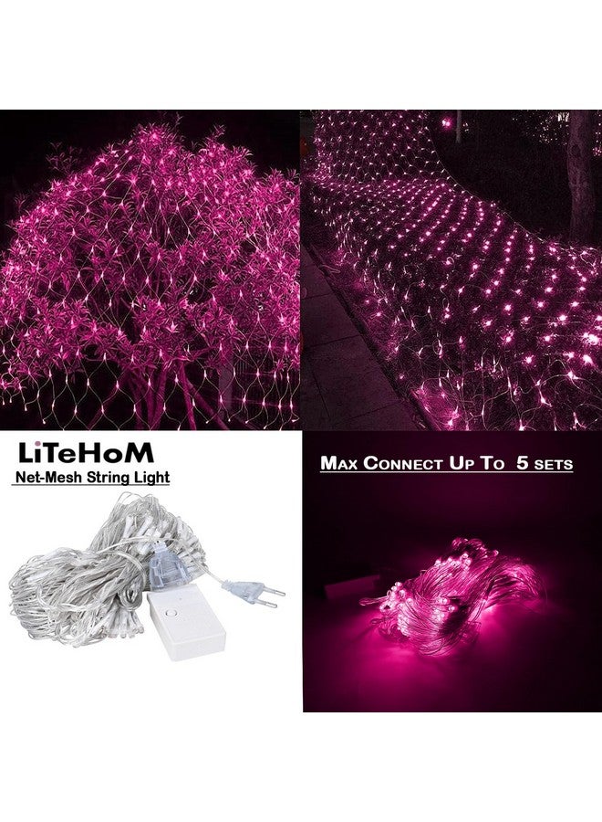 Litehom Led Net Mesh String Lights - Diwali Lights, Led Lights for Home Decoration 9.8Ft X 6.6Ft 192 LEDs 8 Modes (Pink Net Mesh) - Image 5