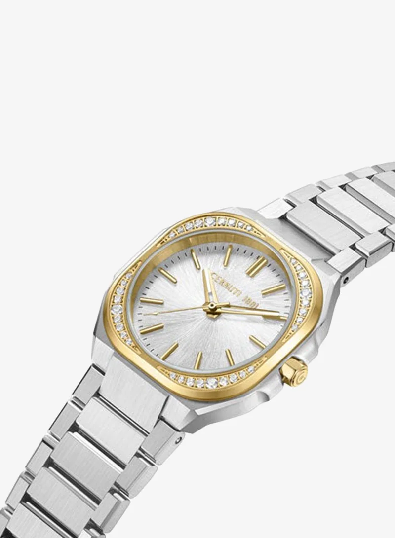 شيروتي 1881 Leadri Silver Dial Stainless Steel Bracelet Analog Watch for Women, 32mm