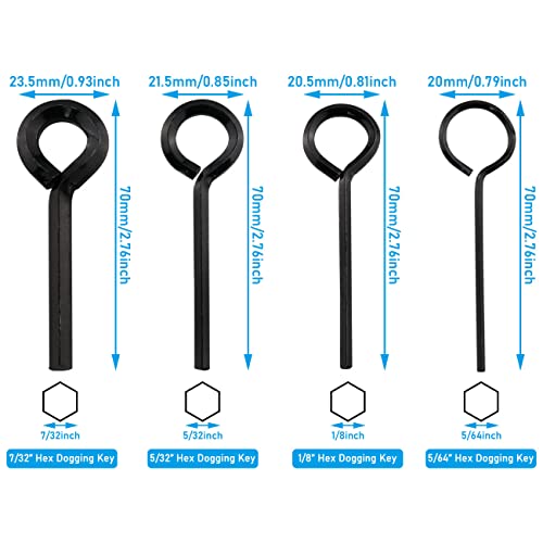 JianLing 1set Annular Allen Wrench Set Standard Dogging Key with Full Loop, Allen Wrench Door Key for Push Bar Panic Exit Devices (1pc 5/64 1pc 1/8 1pc 5/32 1pc 7/32 black circle and 1pc keychain) - Image 2