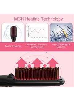 miropure Enhanced Ceramic Hair Straightener Brush by MiroPure, 2-in-1 Ionic Straightening Brush with Anti-Scald Feature, Auto Temperature Lock & Auto-Off Function (Black)  - Image 4