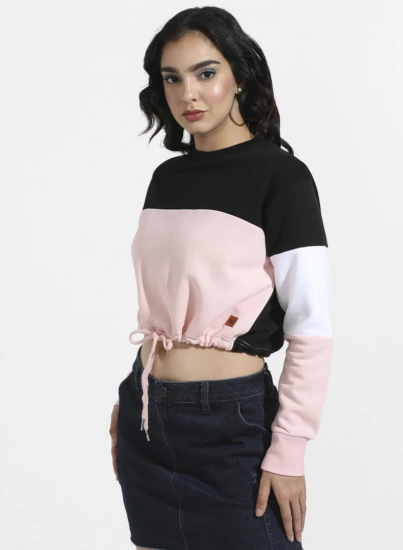 كامبوس سوترا Colourblocked Sweatshirt With Drawstring Waist
