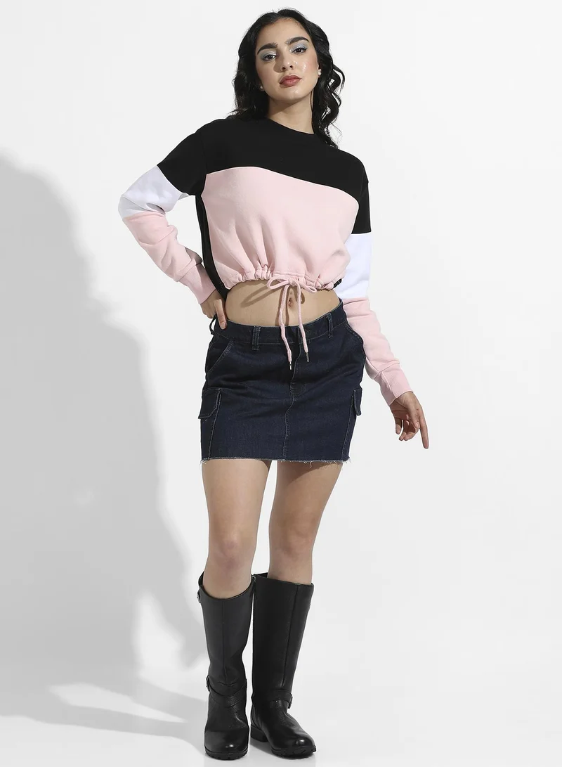 كامبوس سوترا Colourblocked Sweatshirt With Drawstring Waist