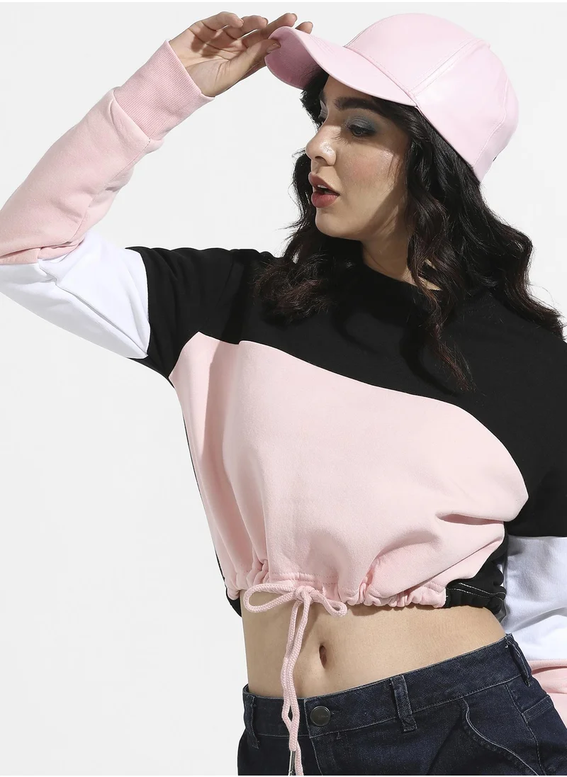 كامبوس سوترا Colourblocked Sweatshirt With Drawstring Waist