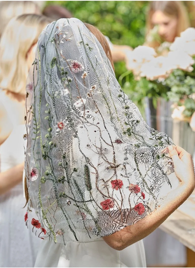 Ginger Ray Floral Embroidered Veil