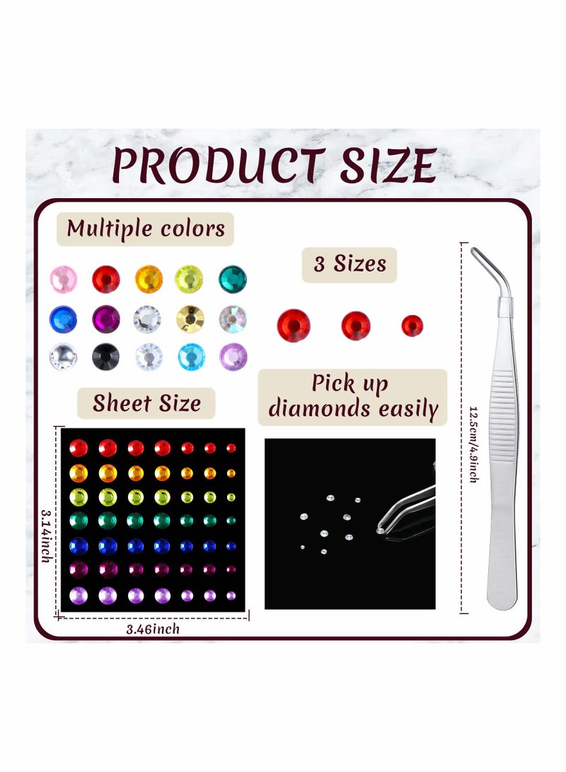 Excefore Bindi Dots Face Jewels Face Jewelry For Women Face Gems Stick On Eye Forehead Crystals Sticker Tears Rainbow Pearl Rhinestones For Makeup Party Festival Accessory Nail Art Decoration(9 Sheets) - Image 5