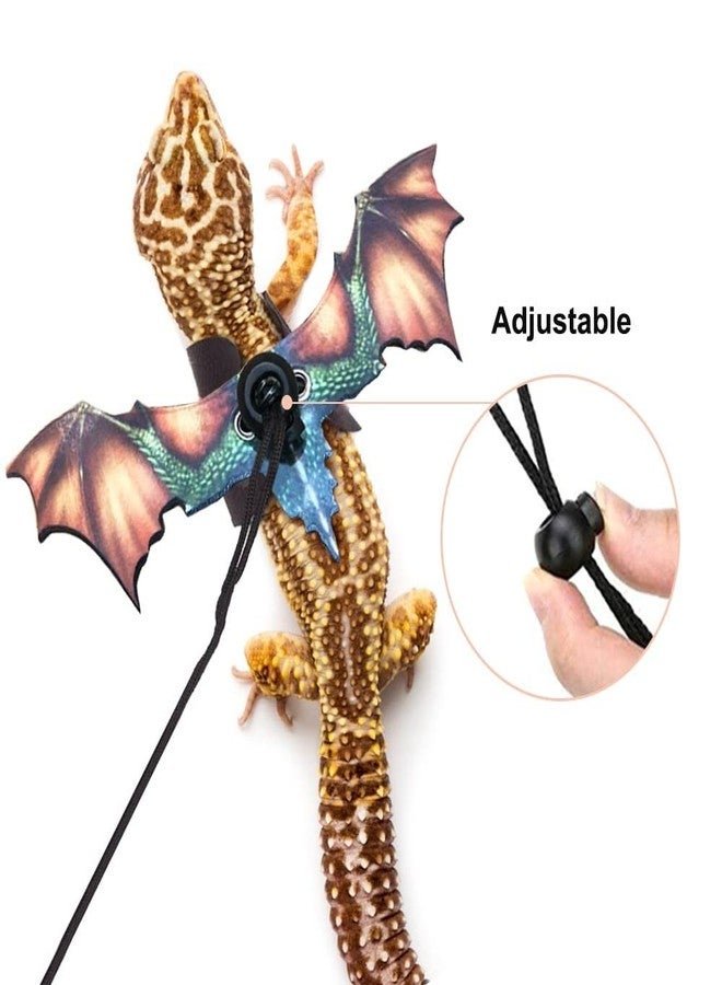 MiOYOOW Bearded Dragon Leash, Adjustable Portable Reptile Leash with Cool Wings for Gecko, Bearded Dragon, Iguana, Hamster, Guinea Pig (S+M+L) - Image 2