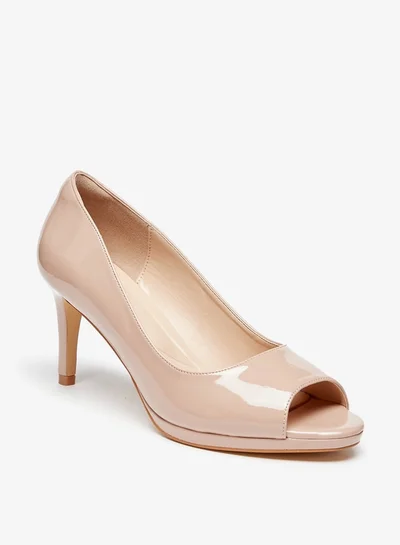 سيليست Women's Textured Pumps with Peep Toe and Stiletto Heels