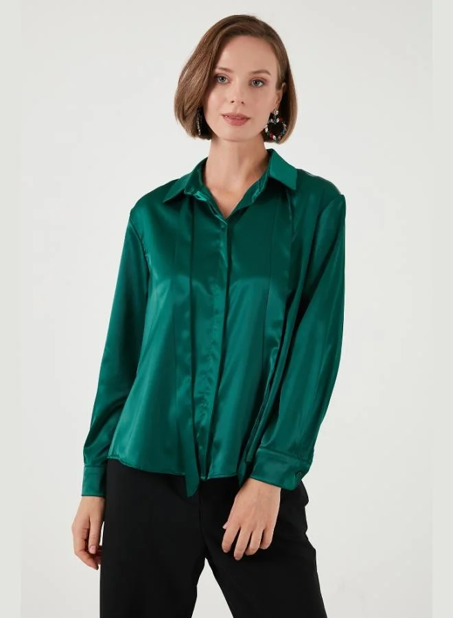 Lela Lela Regular Fit Satin Shirt with Tie Detail Women's SHIRT 611GO00159