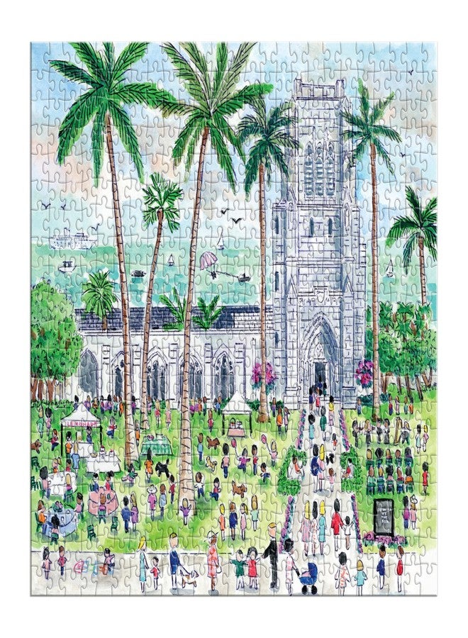 Galison Sunday Palm Beach - 500 Piece Michael Storrings Jigsaw Puzzle Featuring Beautiful Artwork of Famous Palm Beach Bethesda Church - Image 3