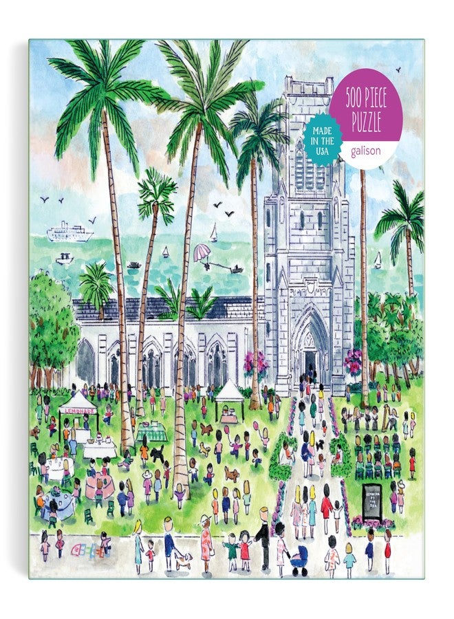 Galison Sunday Palm Beach - 500 Piece Michael Storrings Jigsaw Puzzle Featuring Beautiful Artwork of Famous Palm Beach Bethesda Church - Image 2