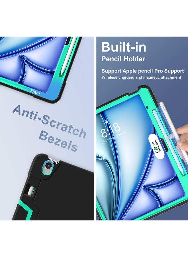 Zaboon Case For iPad Air 13 2025 / 2024 Contrast Color Silicone Acrylic PC Tablet Case with Holder - Image 5